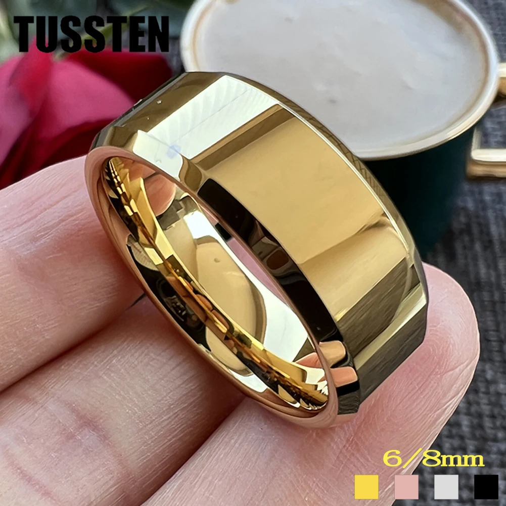 TUSSTEN 68MM Men Women Tungsten Engagement Wedding Band Ring High Polished Beveled Finish Comfortable Fit 251031
