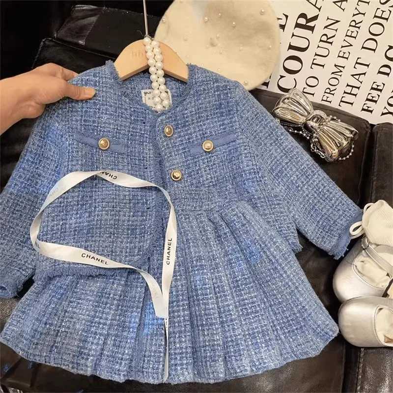 Childrens Clothing Sets Plaid Button Cardigan A-Line Pleated Skirt Sets Kids Clothes Girls Skirt Sets Toddler Girl Clothes Y251105