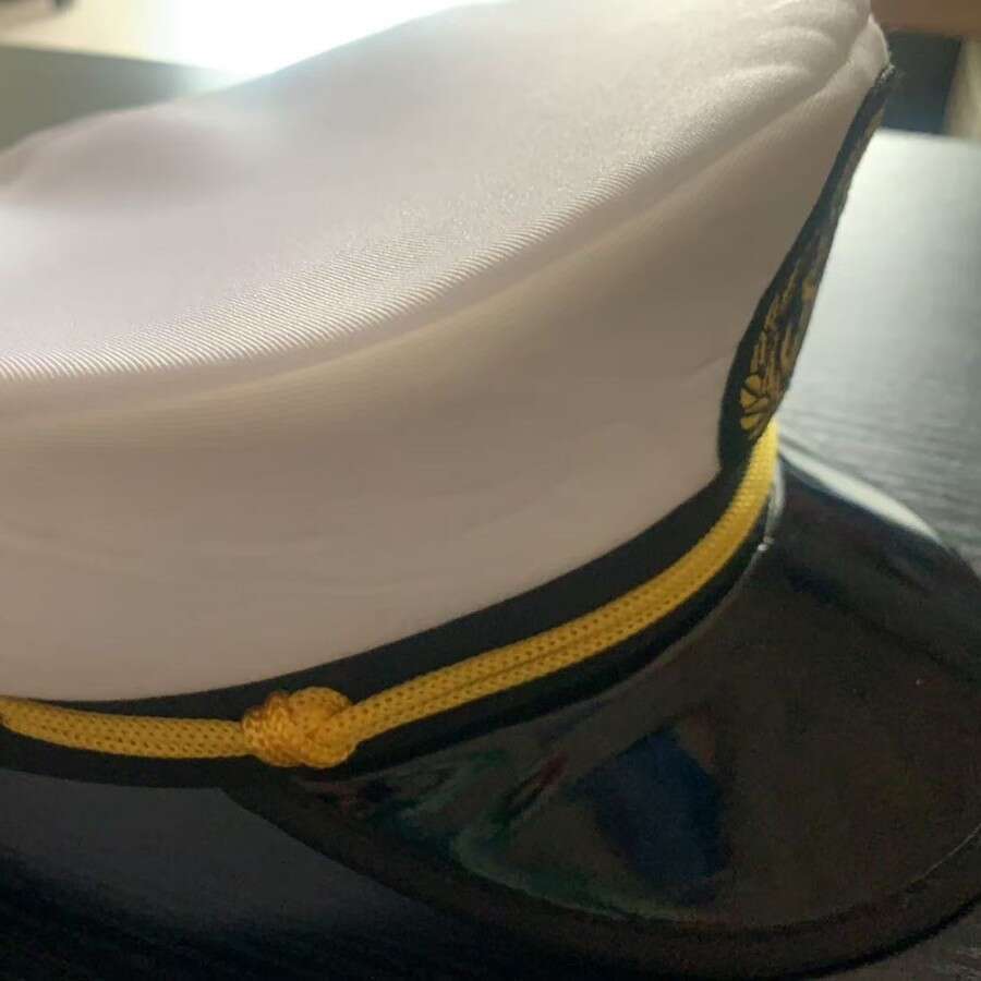 White Embroidered Large Cap Captain's Sailor Hat Children's Carnival Party Performance Dress up Halloween Hat