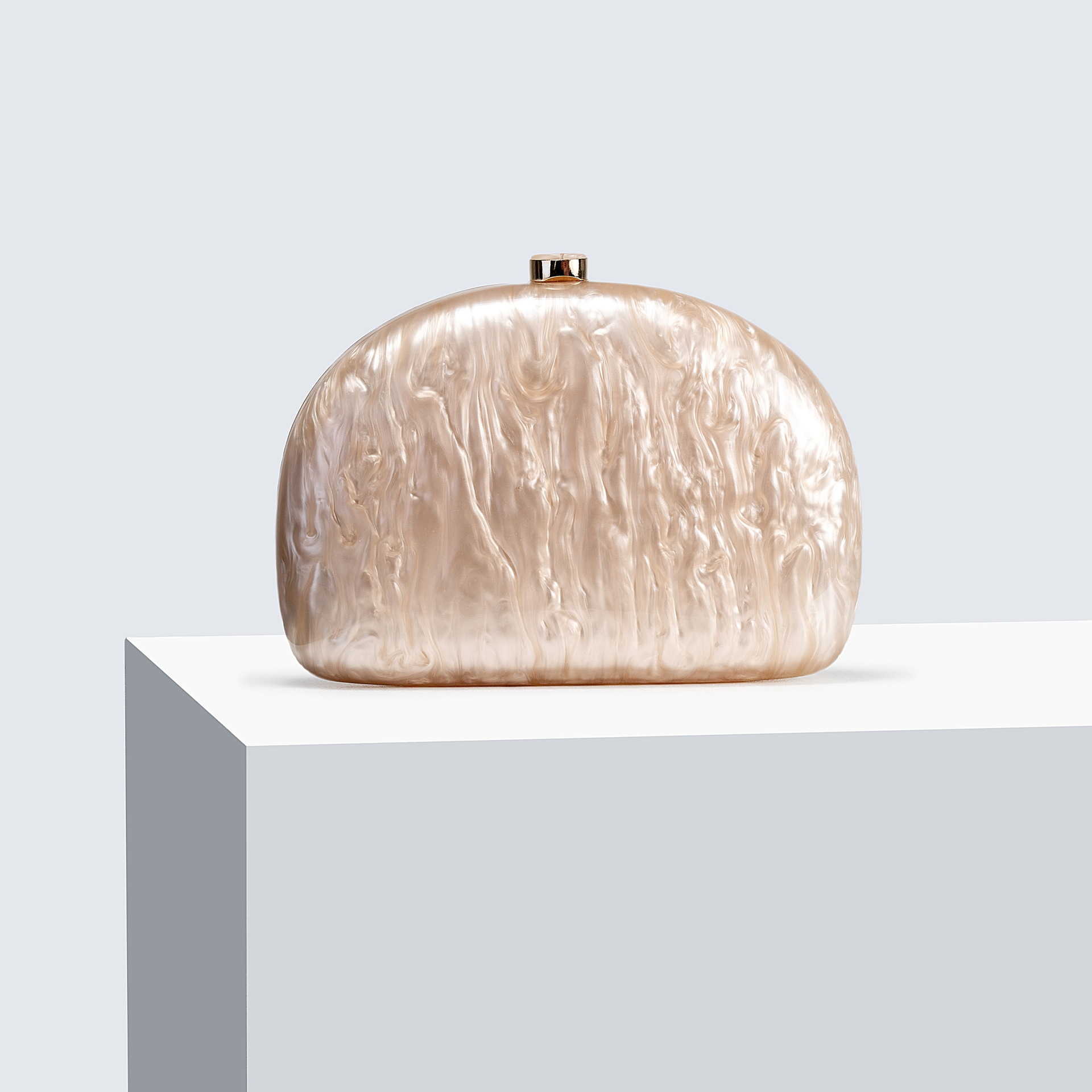 Womens New Half Round Pressed Bag Acrylic Dinner Bag Single Shoulder Oblique Cross Wedding Banquet Handbag