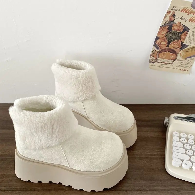 womens winter heightening snow boots thick-soled Australian leather thermal ankle boots 251104