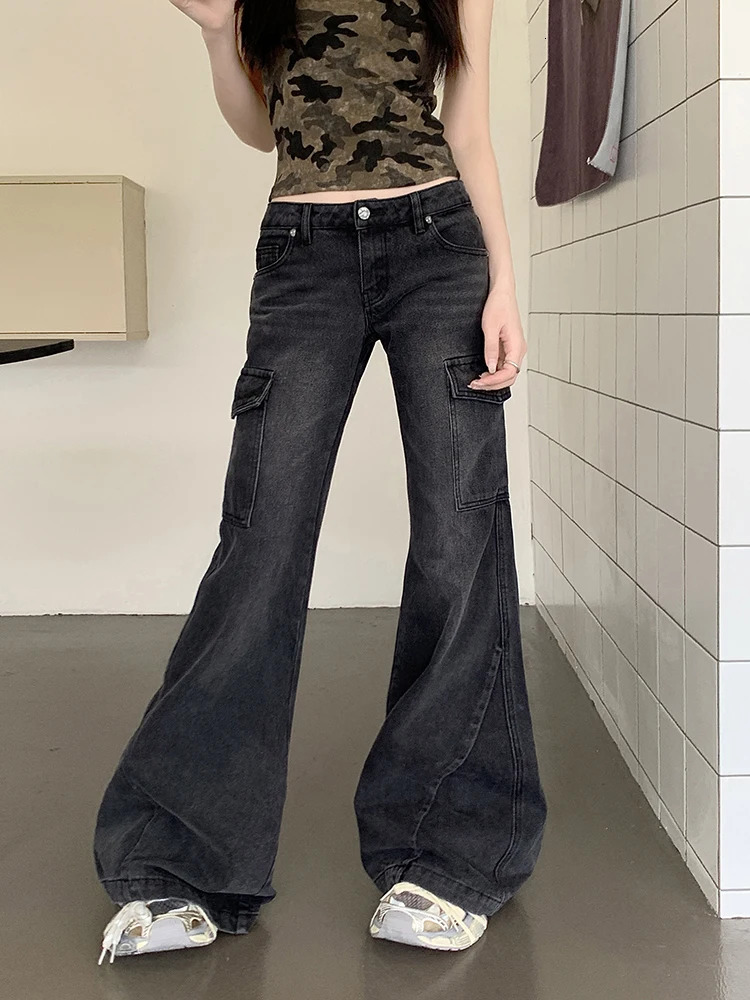Flare Jeans Fashion High Waist Wide Leg Denim Trouser Straight Casual Womens Loose Suitable for Comfort 250403