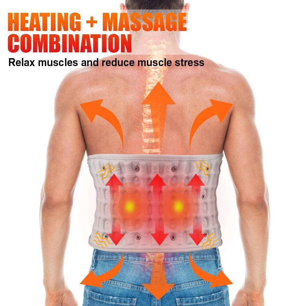 Decompression Belt With Rechargeable Battery Iatable Lumbar Traction Device Heating Waist Massage Back Pain Relief