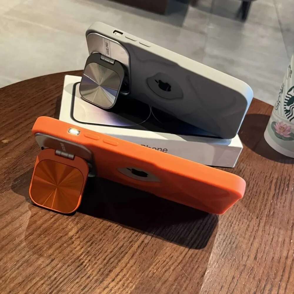Fashion Hole Magnetic Case for iPhone 16 15 14 13 12 Pro Max Plus Lens Protection Flip Bracket Magsafe Silicone Soft Cover