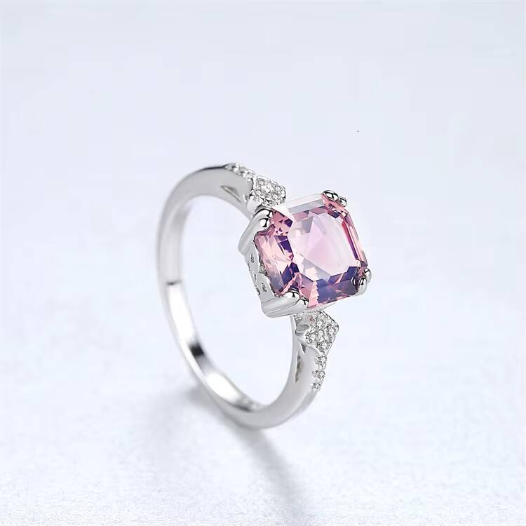 Fine Jewelry Pave CZ Zircons 925 Sterling Silver Morganite Gemstone Engagement Rings for Women