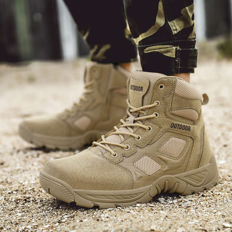 Men's oversized winter new shoes, fashionable high top outdoor combat boots, trendy lace up training boots