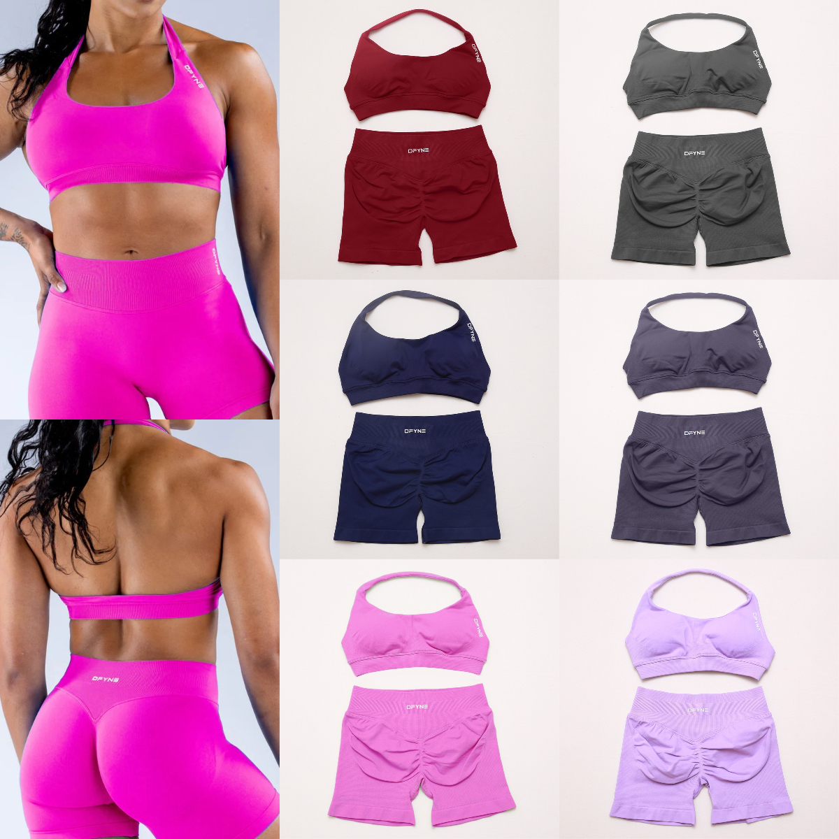 2Pcs Seamless Df Yoga dfyn Impact gym Set Workout Scrunch Shorts two pieces Sets Halter Sports Bra Fitness Clothes Gym Suit Scrunch Shorts