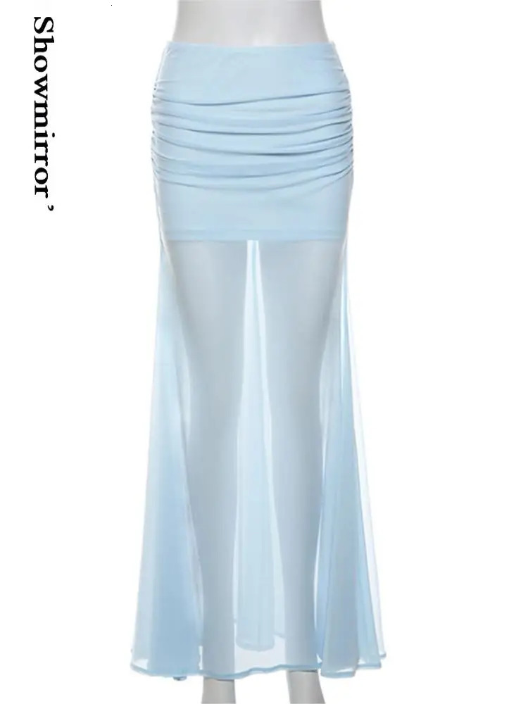 Womens Blue Transparent Party Long Dress Blue Dress Lace Long Dress Cute Kwai Set Y2K 250402