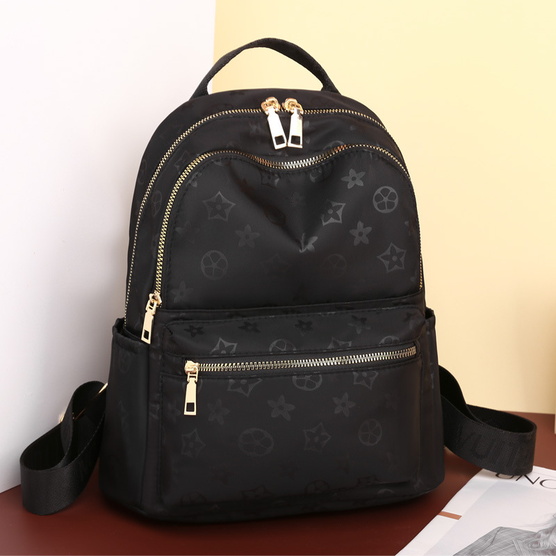Fashionable New Design Arrival Oxford Cloth Printed Women's Backpack Large Capacity Versatile Leisure Waterproof Travel Backpack Black Brown Free