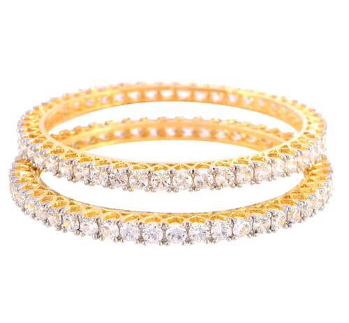 Fashion Indian Bangles Gold Plated White CZ Wedding Bangles for Women Silver Indian Bangles Wedding