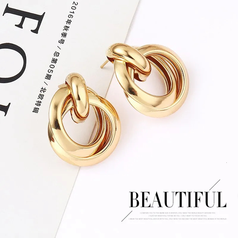 Fashion Small Stud Earrings for Women Gold Color Metal Twisted Statement Earring Classic Simple Beautiful Jewelry Wholesale 251131