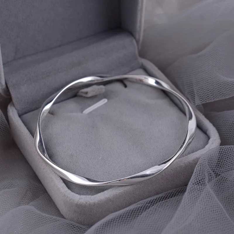 100 Solid 925 Sterling Silver Bracelet for Women Men Vintage Handmade Simple Wave Line Bracelet Birthday Gift S-B451XJ251105