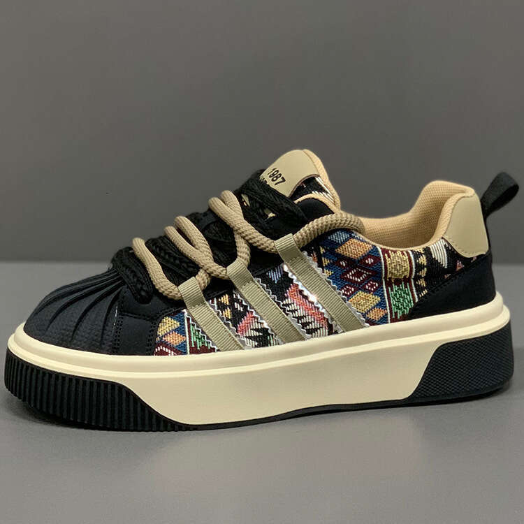 Men's Autumn Winter 2025 New Shell Toe Casual Thick Sole Height Increasing Sneakers Retro Three Stripes Trendy Shoes