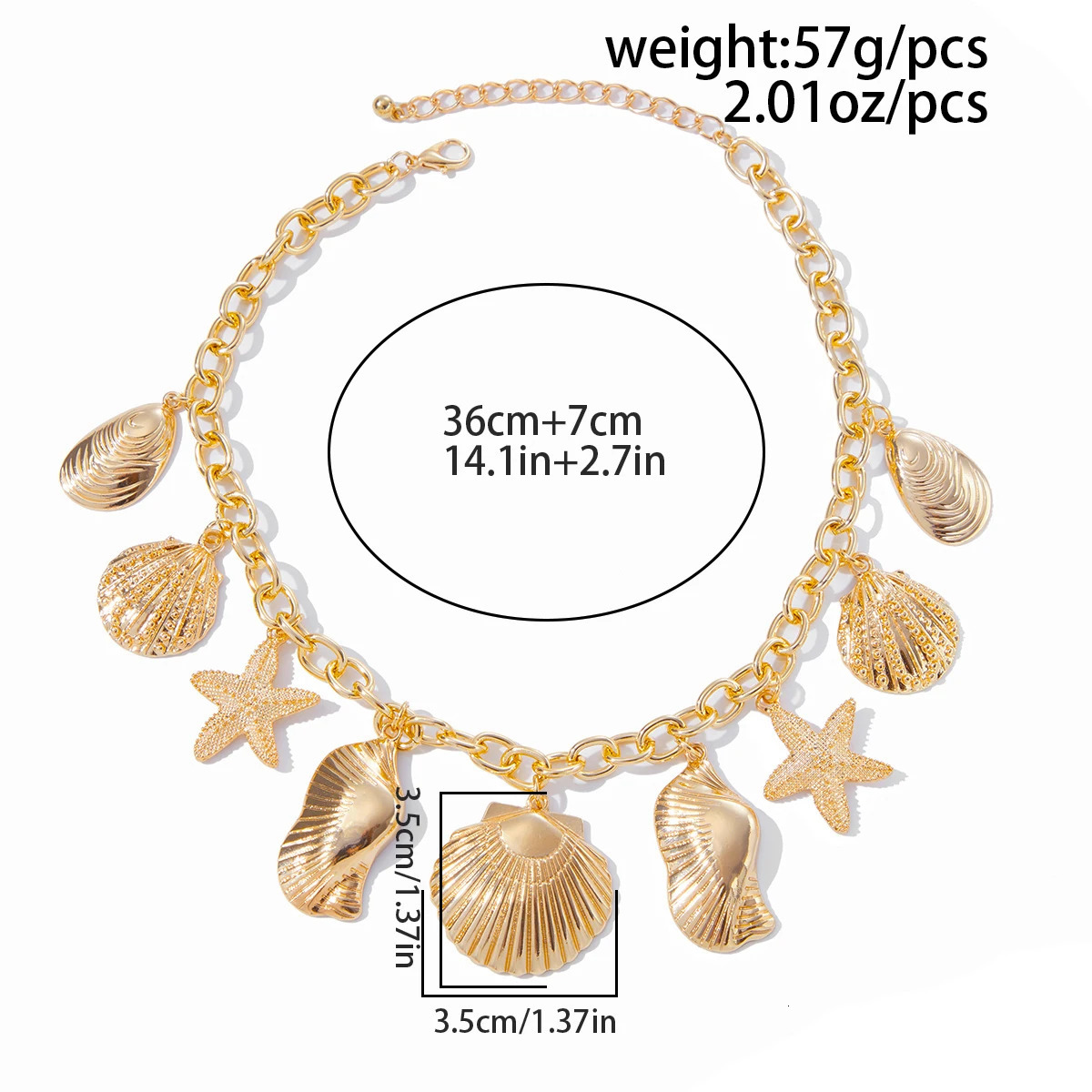 Ingemark Creative Metal Starfish Scallop Pendant Choker Necklace for Women 2025 Fashion Metal Chain Summer Beach Jewelry 251031