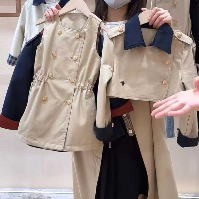 Girls Autumn And Winter Set 2025 New Mid Sized Childrens Windbreaker Vest Skirt Princess Style Two piece Set Y251105