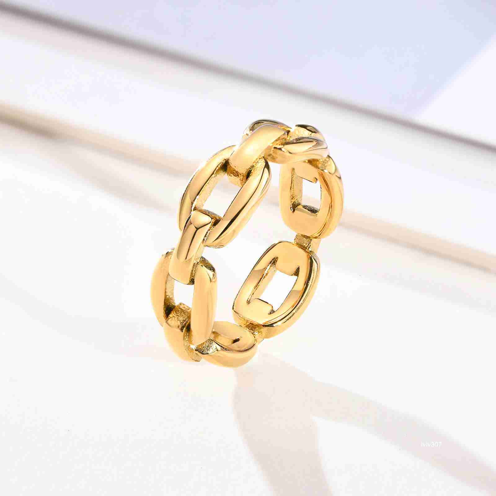 Band Rings Designer Jewelry Wedding Rings Steel Chain Ring Gold Womens Fashion Ring Stacking Titanium Steel Jewelry Accessories Wholesale