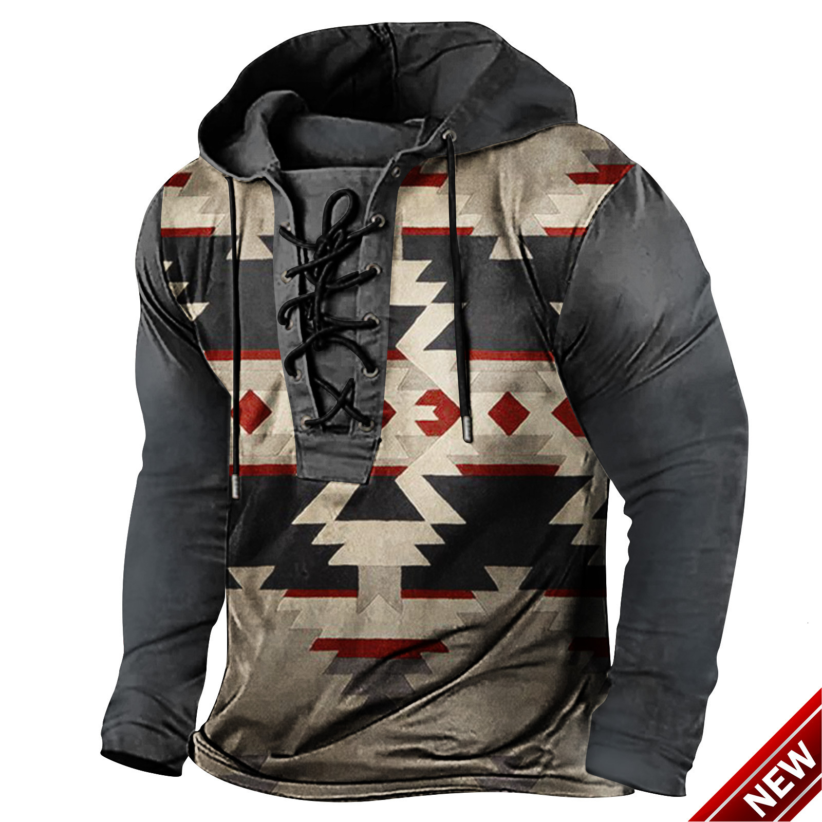 2024 New Spring Mens Wear with Tether Printed Hoodie Long Sleeve Oversized Hoodie T-shirt