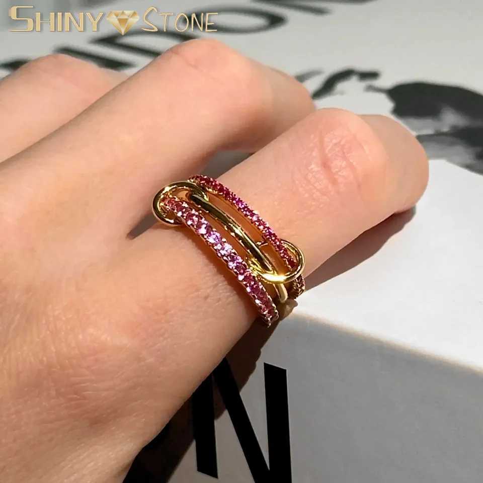 2025 New 3 Colors 4 Links Stacked Rings High Quality Micro Pave Cubic Zircon Mix Color Multi Pieces Stack Full Finger Jewelry Z250407