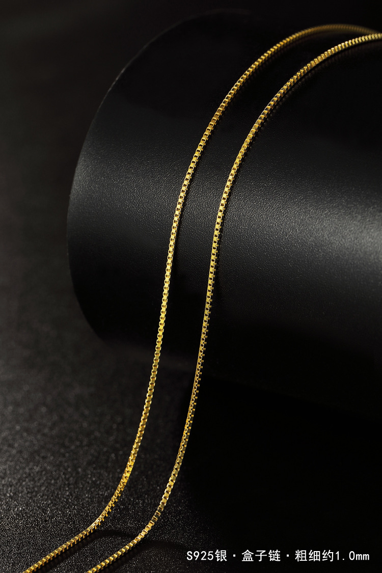 Nude Necklace 925 Sterling Silver Thin 18K Color Gold Plated Female Clavicle Chain Matching Non-Fading