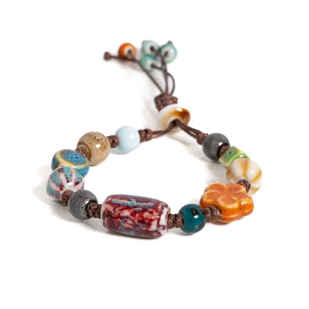 Handmade Ceramic Beaded Adjustable Boho Woven Jewelry Vintage Ethnic Style Gift for Women Fashion Accessories S02-035 C251105