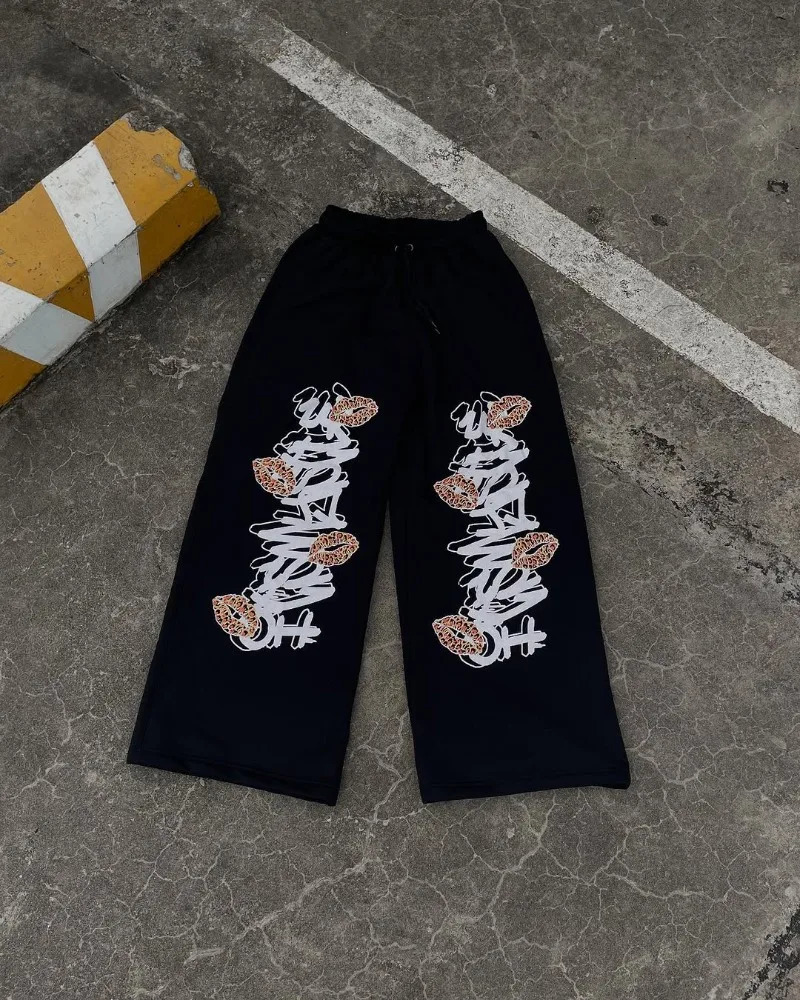 Classic Retro Printing Super Size Casual Mens Trouser Y2k Gothic Rock Personalized Street Wide Leg Pants Cutting Pants Womens 250402