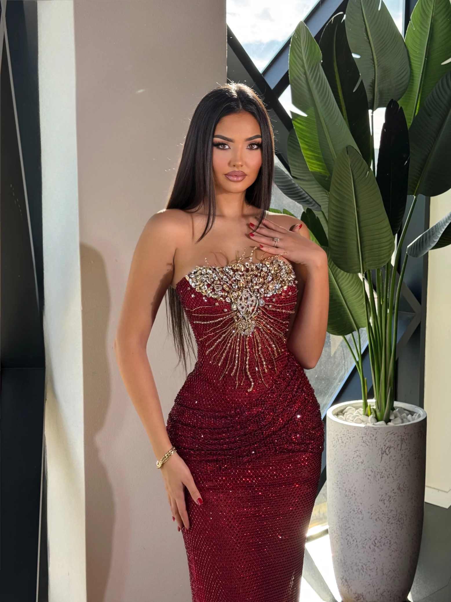 Modern Mermaid Evening Dress Sleeveless Prom Gowns Sexy V-Neck Beads Satin Prom Dress vestidos de novia Plus Size Customized Robes De Mariee L252960