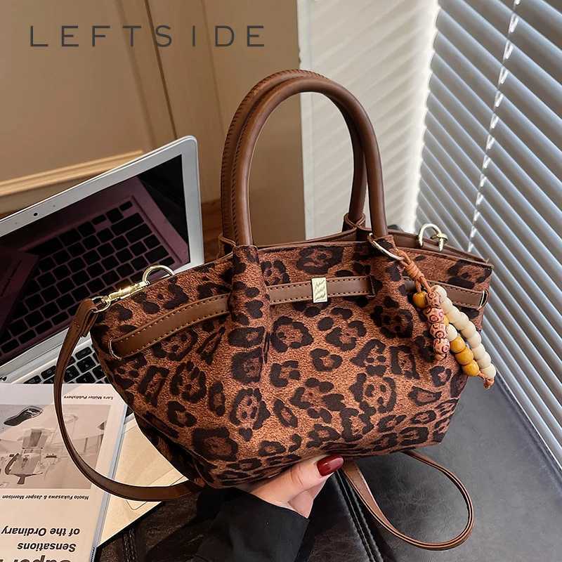 LEFTSIDE Women Small PU Leather Leopard Shoulder Bag 2025 Winter Retro Crossbody Bag Luxury Designer Trend Female Handbags Z251104