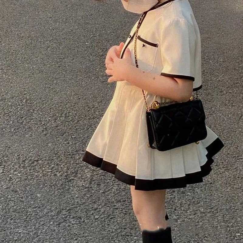 Girls Dress Kids Clothes Girls Sets Korean Summer Girls Style Short Sleeve TopPleated Skirt 2pcs 3-7Y Kids Suit Y251105