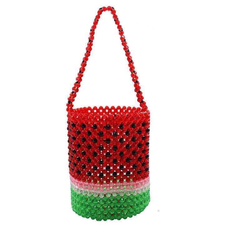 Pure Hand-woven Bucket 2019 New Fashion Pearl Beaded Woven Shoulder Messenger Bag Handbags Women Family