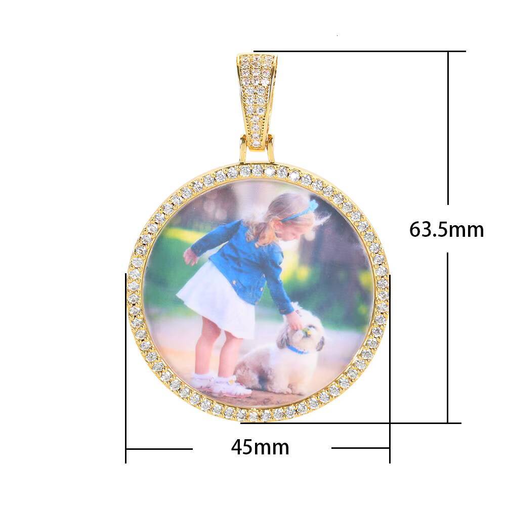 Custom Iced Out 45mm Memory Pendants Necklace Hip Hop Custom Photo Locket Picture Pendant Photo Pendant with Picture