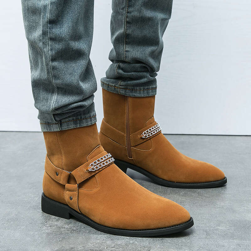 Large Martin Chelsea for men, sizes 36-46, fashionable British zipper men's mid calf cowboy boots