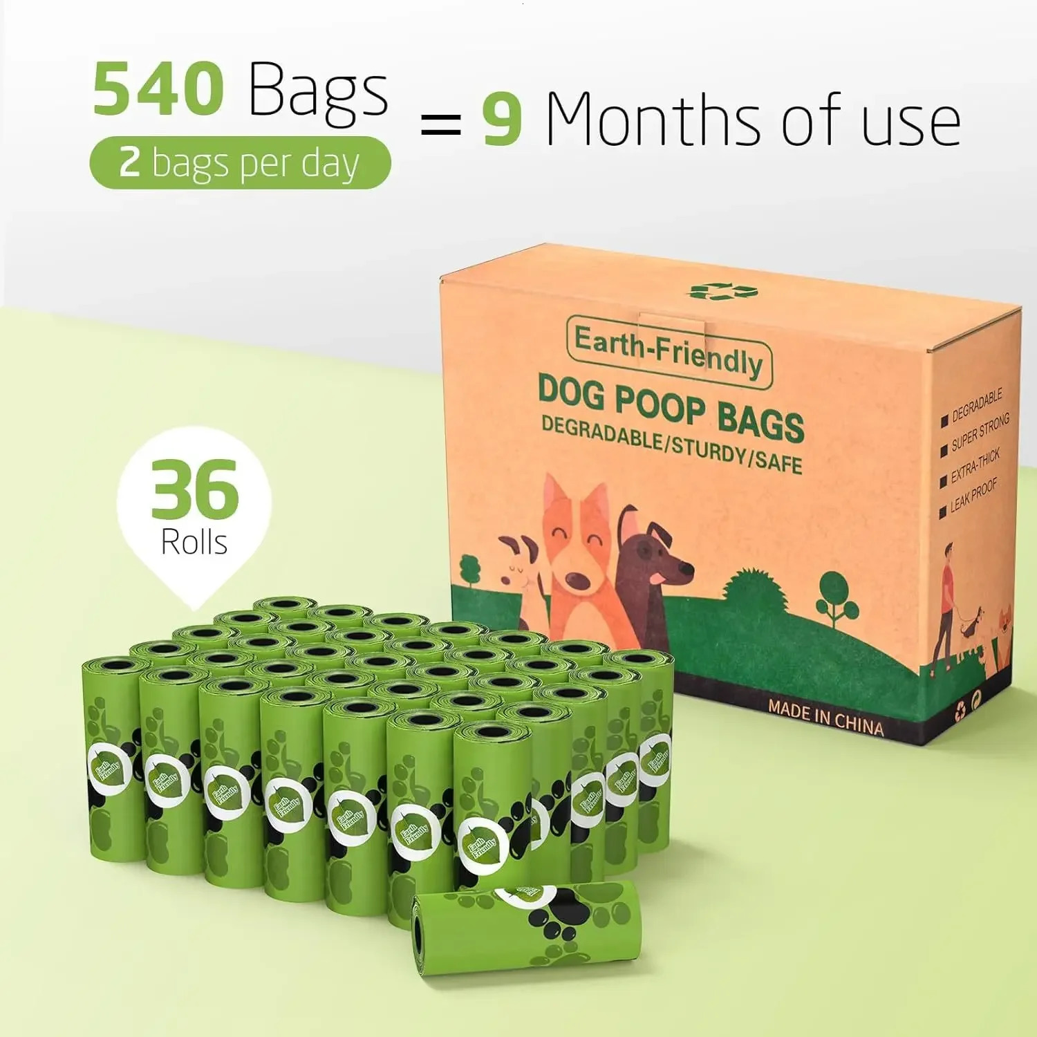 pet biodegradable garbage bag dog feces bag bulk bio based odor feces bag biodegradable pet garbage bag 250403CJ