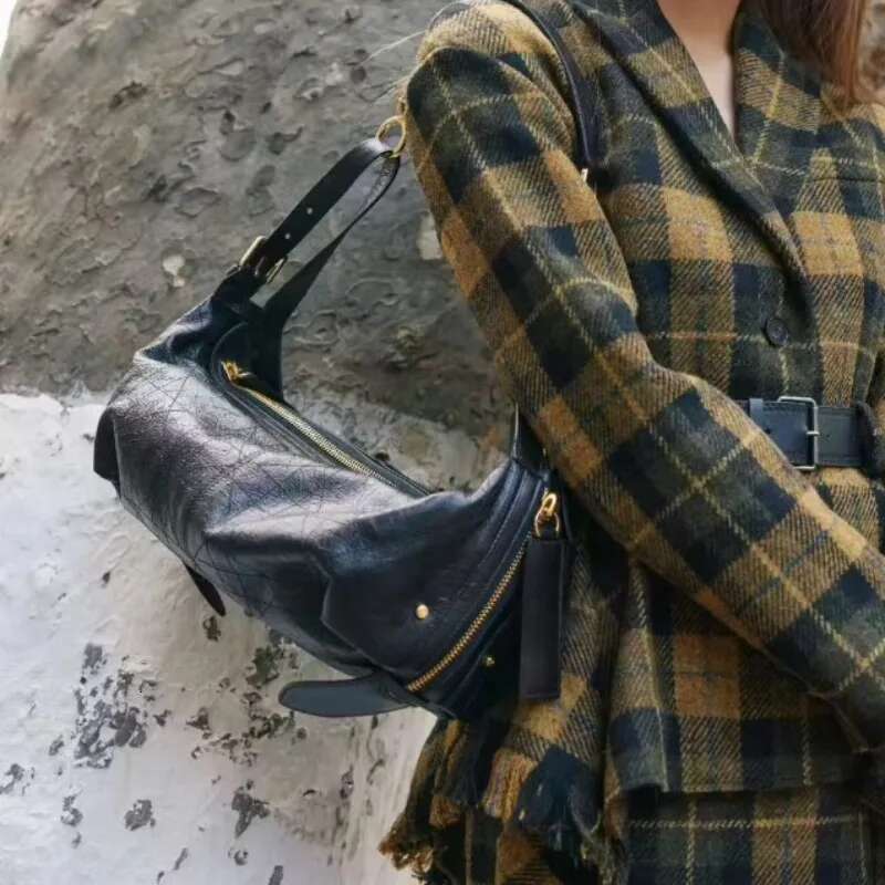 New Modern Women Bag Soft Genuine Leather Rattan Plaid Handbag Removable Shoulder Strap Dumpg Crossbody Hobos