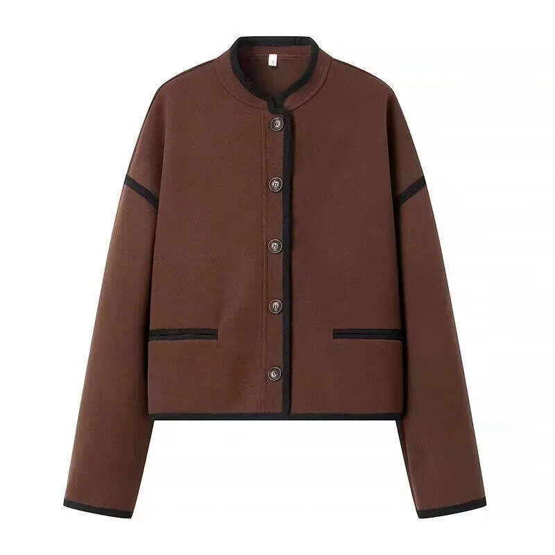 2024 Spring and Autumn New Niche Design Casual Style Stand Collar Loose Pilot Jacket for Women