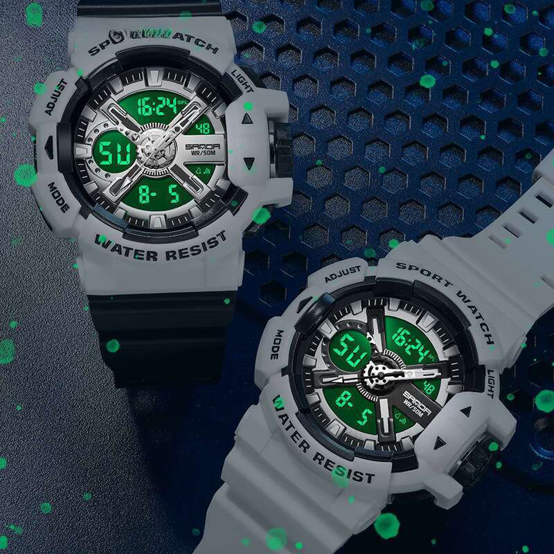 DHwatches Sanda Brand Hot Selling 3128 Electronic Multi-Functional Men's Youth Outdoor Sports Waterproof Student Watch