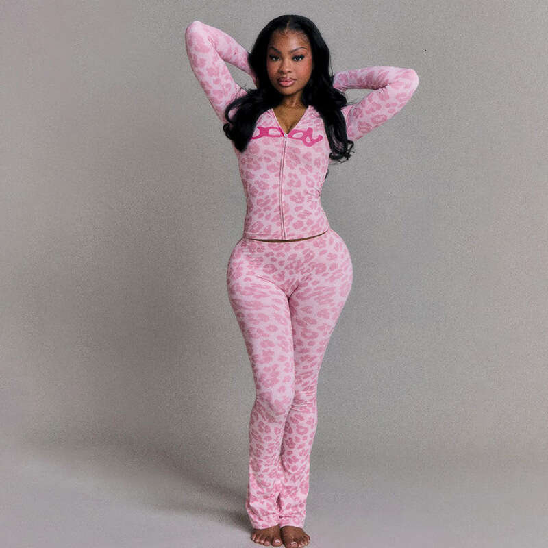 2025 Autumn Women's New Fashion Hooded Camouflage Print Sleeve Sports Trendy Slim Fit Long Pants Two-Piece Set