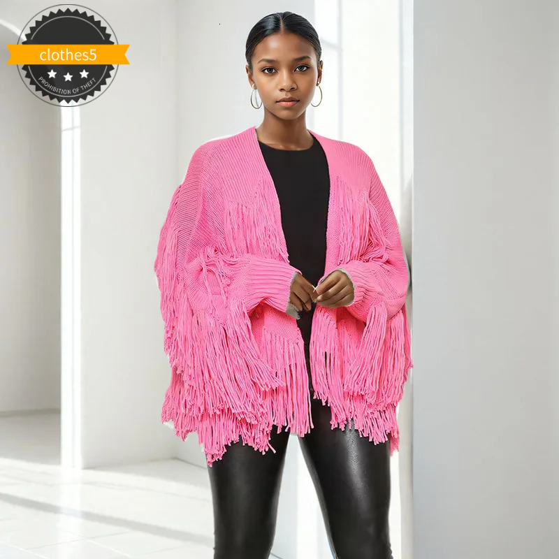 Winter New Arrival Fashion Solid Color Casual Knitted Cardigan For Women Tassel Trendy Loose Tops Female 33A2335