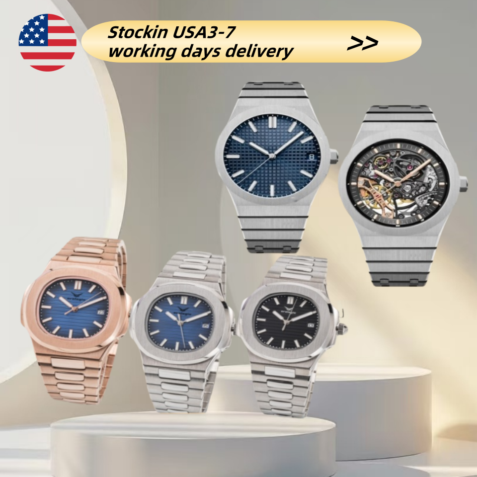 men's watch automatic mechanical skeleton watch classic style 42mm stainless steel sapphire luminous