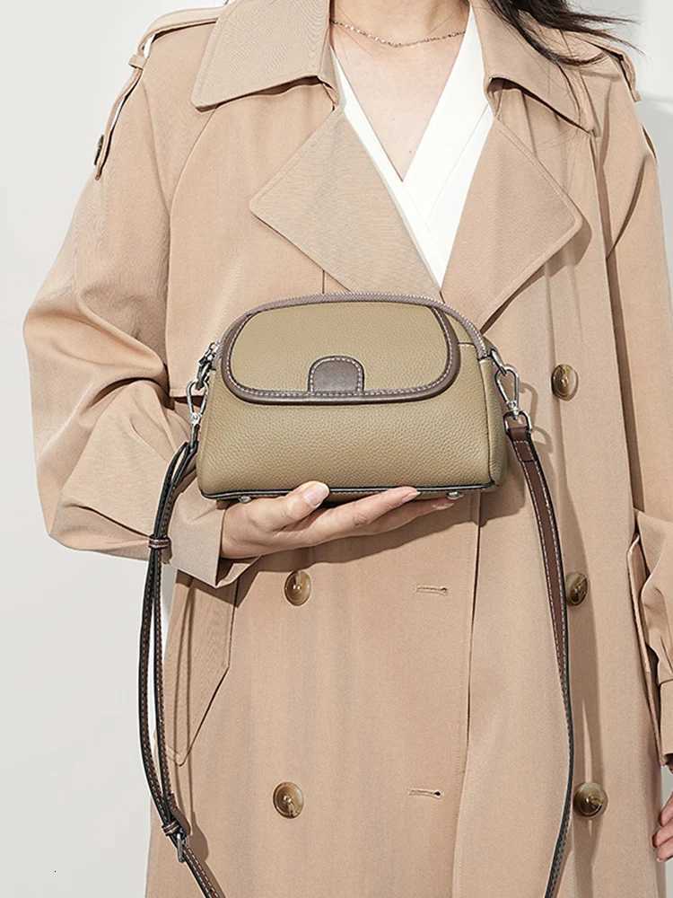 Zency Genuine Leather Womens Handbag Small Leather Bag Female Crossbody Fashion Lady Shoulder Handbags Linen Green Black Shell Z251104