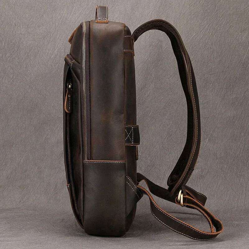 Vintage Men S Crazy Horse Leather Genuine Leather Retro Rucksack Large Classic Travel Backpack Big Laptop Computer Bag