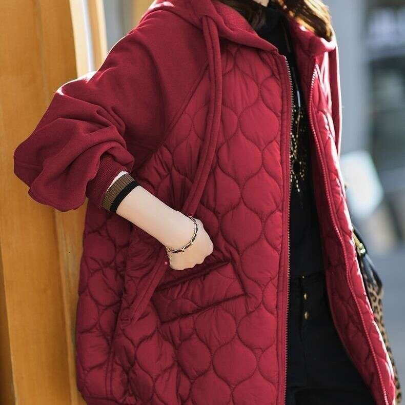 European Station New Hooded Patchwork Down Thick Coat Cotton Padded Jacket Plus Size Loose Fashion Women's Clothing B5