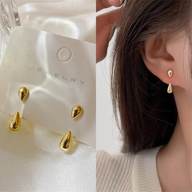 2025 Women Earrings Fashion Water Drop Pendant Earrings Simple Stud Earrings Punk Hip Hop Metal Ear Stud Trendy Jewelry Gift 251131
