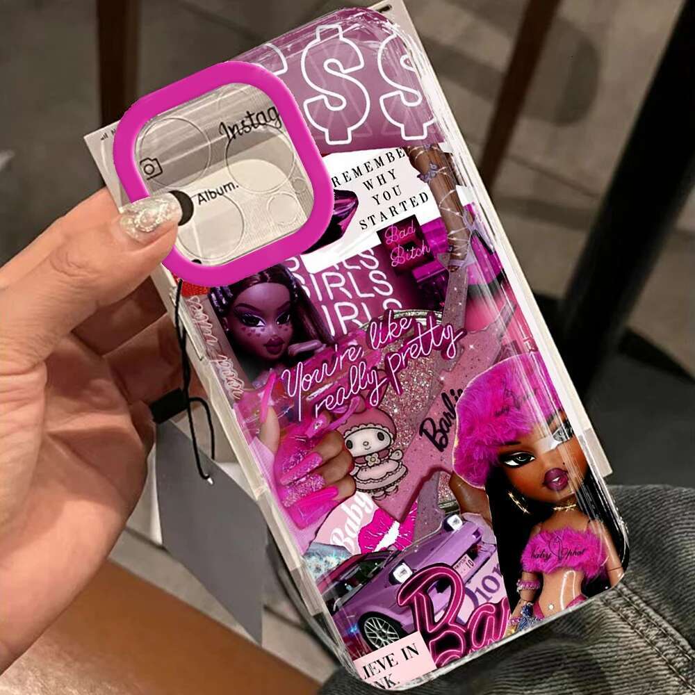 Fashion lovely Doll Bratz Space Phone Case For iPhone 11 12 13 14 15 16 Pro Max Mini X Xs XR 7 8 plus Se2020 Clear Cover