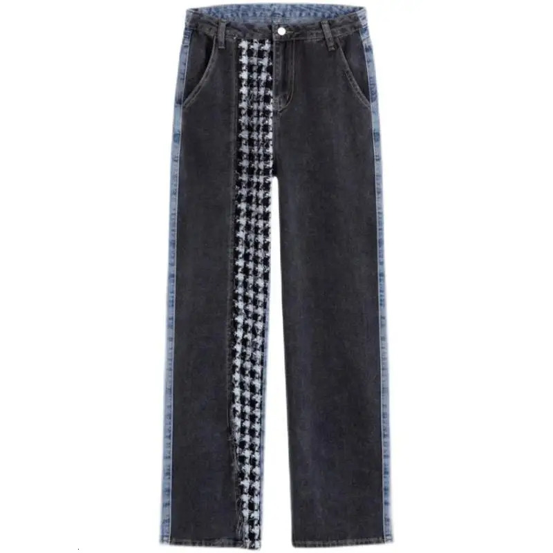 American millennial large-sized washed heavy-duty double belt denim pleated leather womens fashion 250402