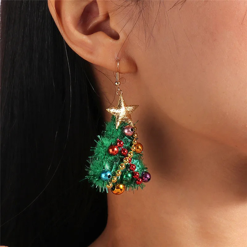 Aihua 3D Cute Cartoon Christmas Earrings Kawaii Fluffy Decoration Tree Deer Bell Earrings for Women Xmas Year Gifts 251131