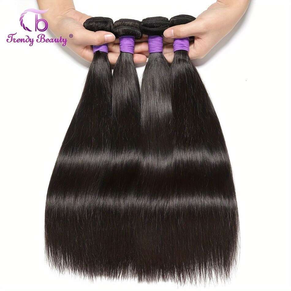 Brazilian Bundles Human Hair Dyed Can Be Bleached Double Weft Unprocessed Straight Extensions Natural Black Color For Women