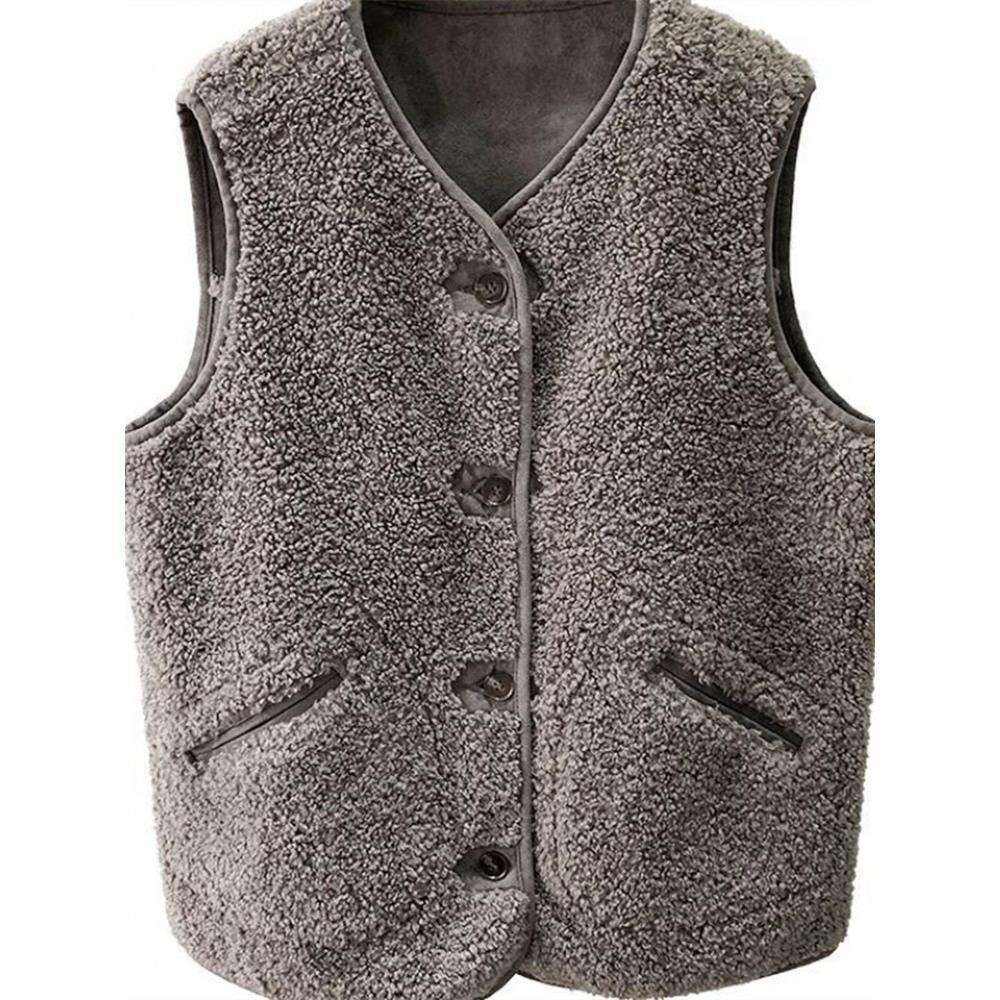 Women's Jacket Autumn Winter New Faux Shearling Fur Loose Korean Style Sleeveless Vest Trendy B5
