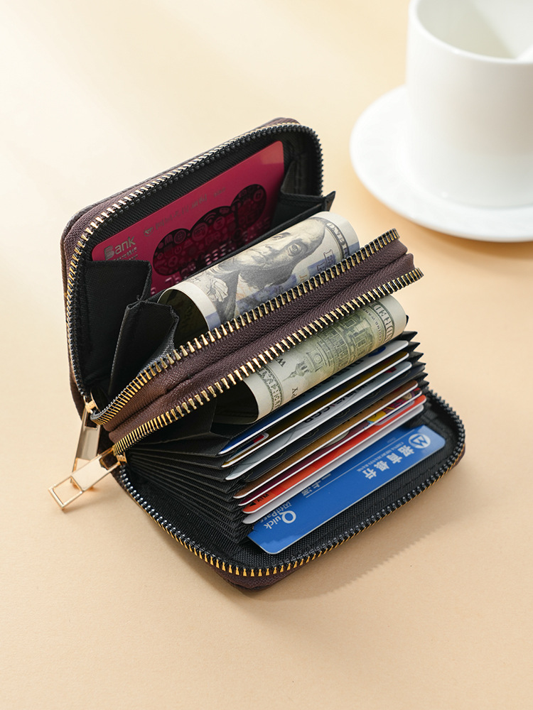 Luxury Wallet 2025 New Fashion Women's Card Holder, Dual Zipper Accordion Wallet with Multiple Card Slots, Multi-Functional Vintage Coin Purse Fr