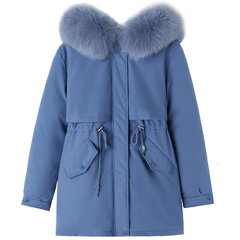 Women Parka Fashion Long Coat Wool Liner Hooded Parkas 2025 New Winter Jacket Slim with Fur Collar Warm Snow Wear Padded Clothes