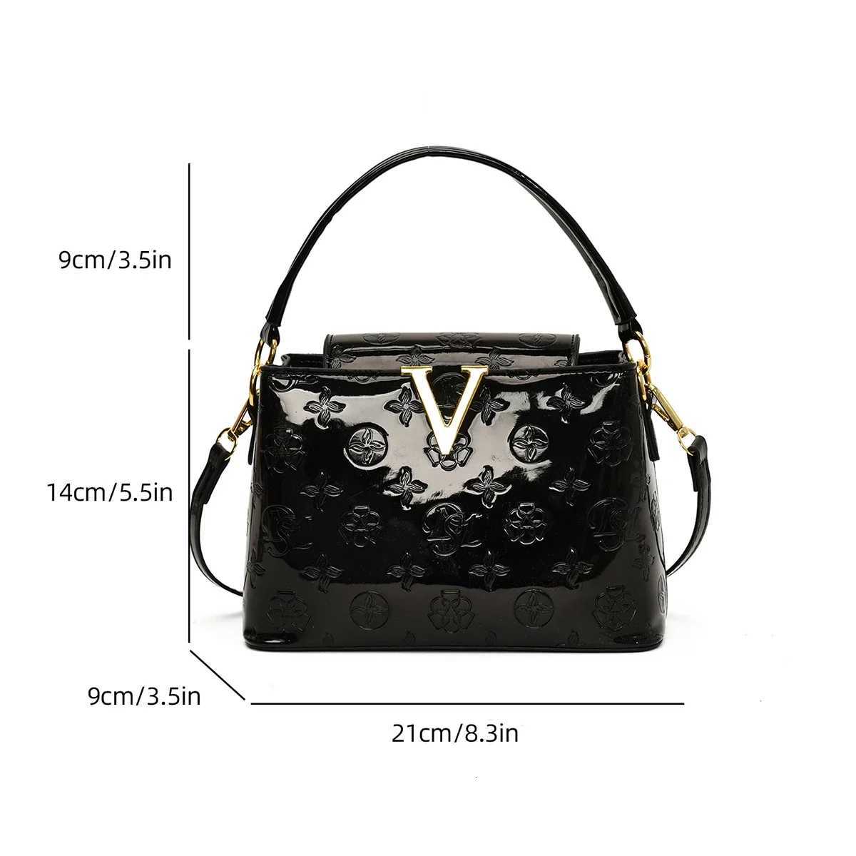 Smooth Shiny PU Solid Color Elegant Trendy Women Shoulder Bag Pattern Print Deco Handbag Crossbody Bag for Outings Party Travel Z251104